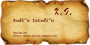 Koós István névjegykártya